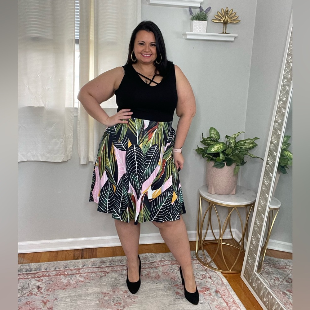 Tropical Leaf Print Dress